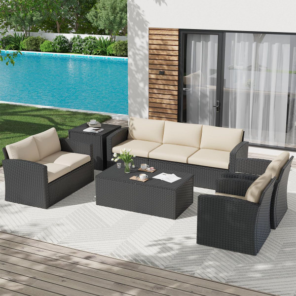 7-Piece Outdoor Patio Furniture Sets with Two Storage Boxes product image