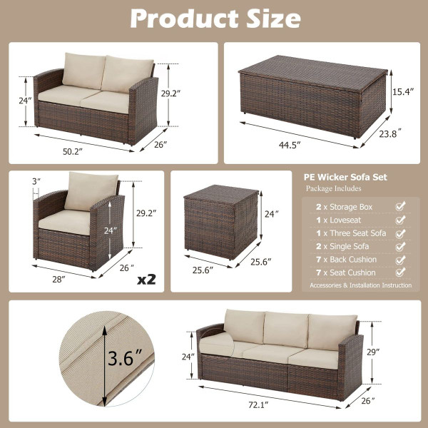 7-Piece Outdoor Patio Furniture Sets with Two Storage Boxes product image