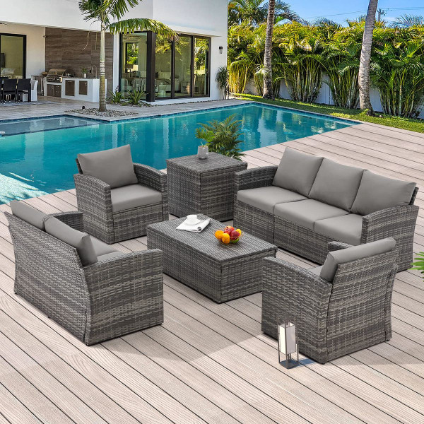 7-Piece Outdoor Patio Furniture Sets with Two Storage Boxes product image