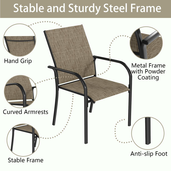 Stackable Patio Dining Chairs with Armrests (4-Pack) product image