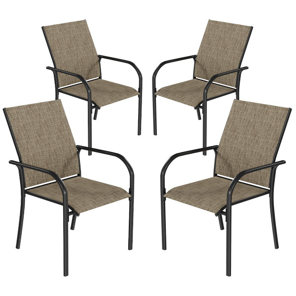 Stackable Patio Dining Chairs with Armrests (4-Pack) product image