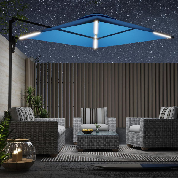 10FT Solar LED Wall Mounted Outdoor Patio Umbrella product image