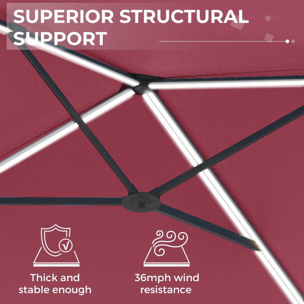 10FT Solar LED Wall Mounted Outdoor Patio Umbrella product image