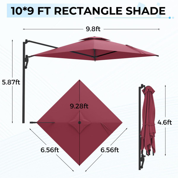 9FT Wall Mounted Outdoor Patio Umbrella product image