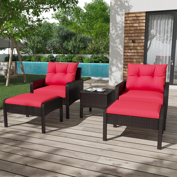 5-Piece Outdoor Patio Furniture Set with Ottoman and Table product image