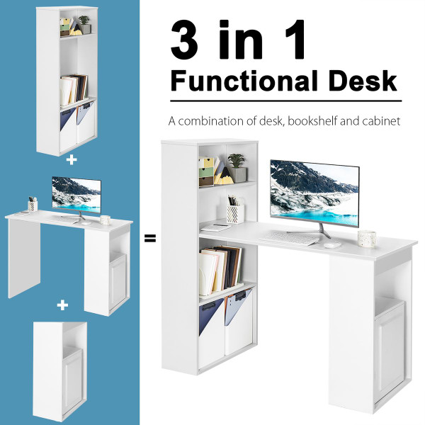 Computer Desk Writing Workstation Office with 6-Tier Storage Shelves product image