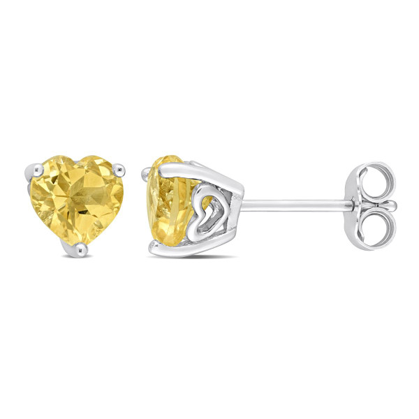 1.44 Carat (ctw) Citrine Heart-Shape Solitaire Stud Earrings product image