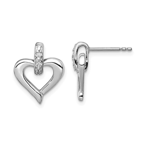 Sterling Silver Polished Heart Earrings with Accent Diamond product image