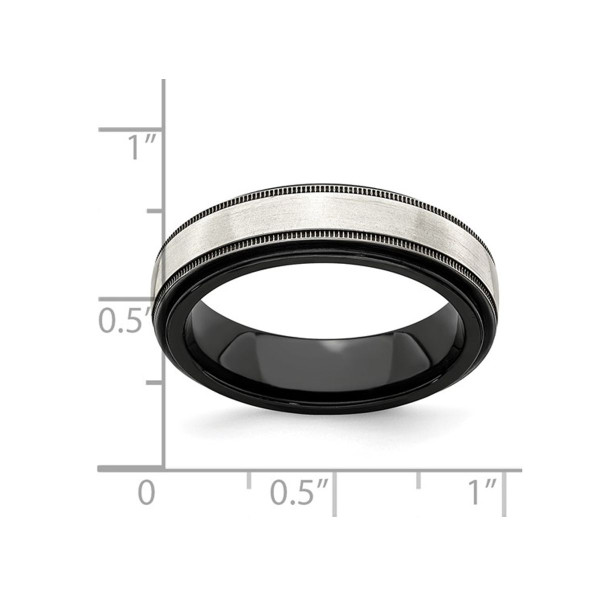 Men's Black Titanium with Silver Milgrain Band Ring (8mm) product image