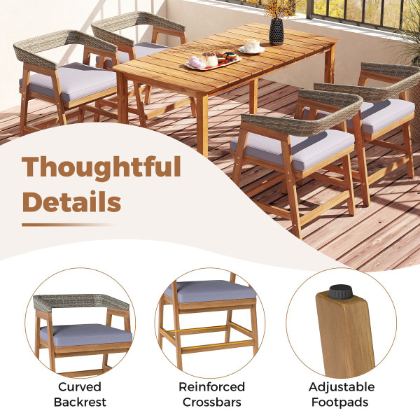 Outdoor Acacia Wood Dining Chairs with Cushions (Set of 4) product image