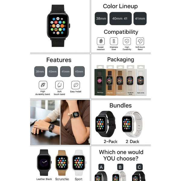 6-Pack Watch Band Bundle for Apple Watch (42/44/45mm) product image