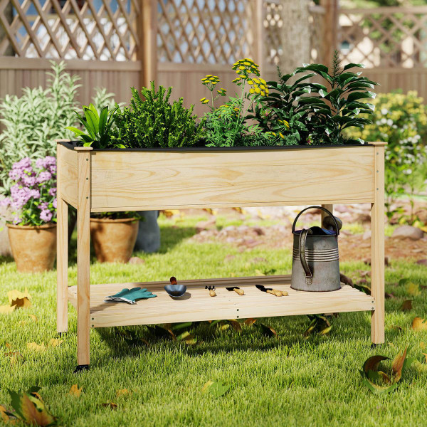 Wooden Raised Garden Bed with Lockable Wheels product image