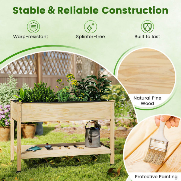 Wooden Raised Garden Bed with Lockable Wheels product image