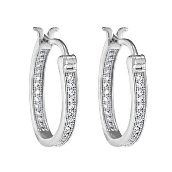 2/5 Carat (ctw) Crystal Hoop Earrings in Sterling Silver product image