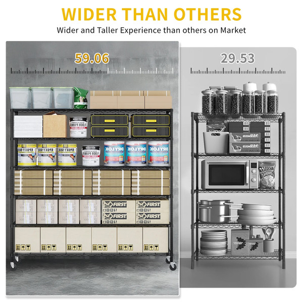6-Tier Steel Shelving Unit with Wheels product image