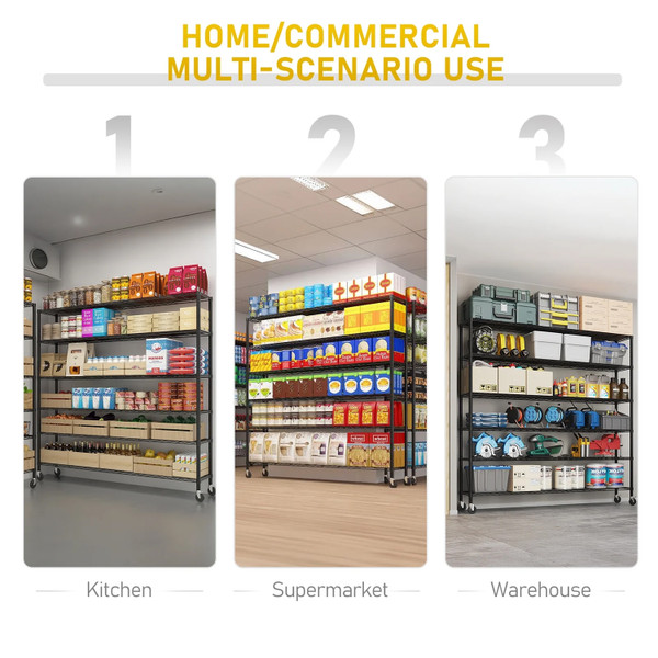 6-Tier Steel Shelving Unit with Wheels product image