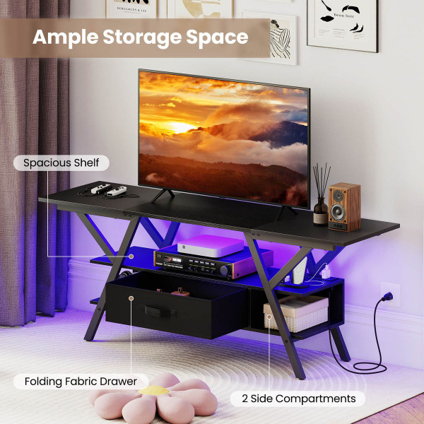 3-Tier TV Stand for 65" TVs with Power Outlets and Remote product image
