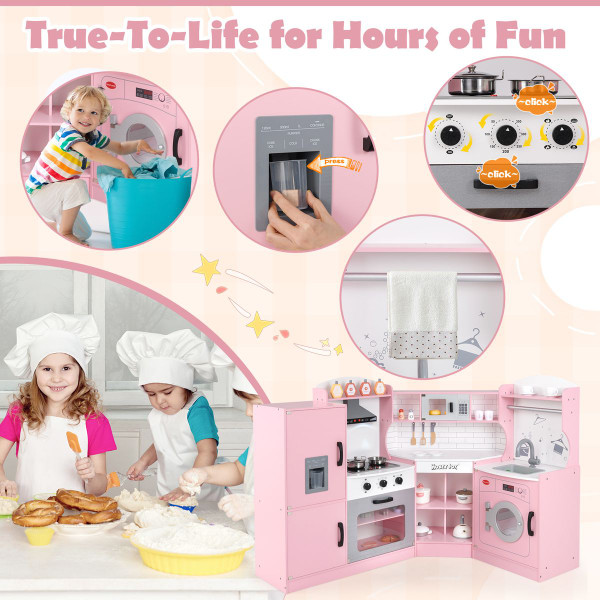Wooden Corner Kitchen Playset with Storage Space product image