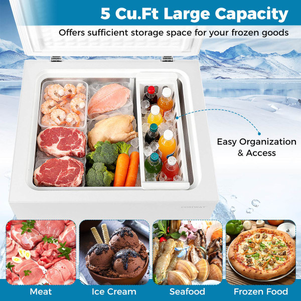 5 Cu.Ft Compact Chest Freezer with Adjustable Temperature  product image