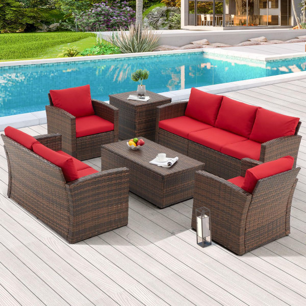 7-Piece Outdoor Patio Furniture Set with Storage Boxes product image