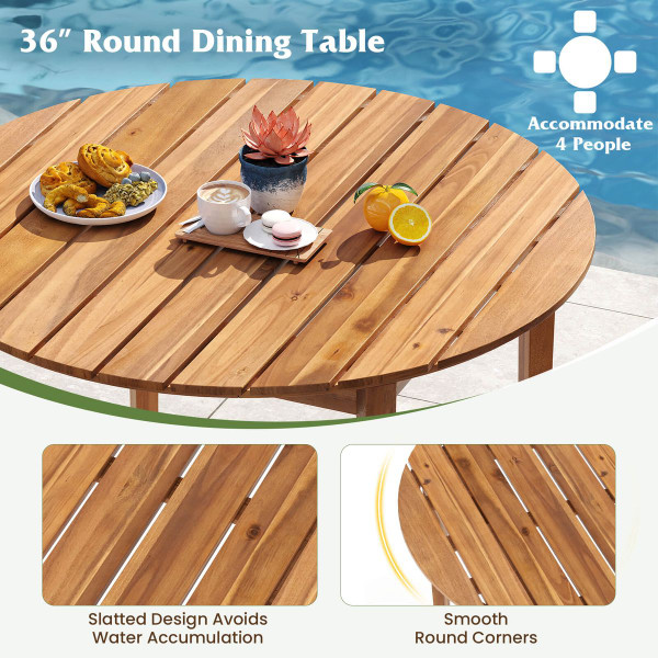 Round Outdoor Slatted Dining Table for 4   product image