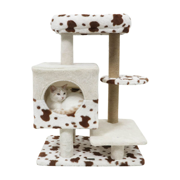 Modern Cat Tree with Two-Doors and Wide Upholstered Perch product image