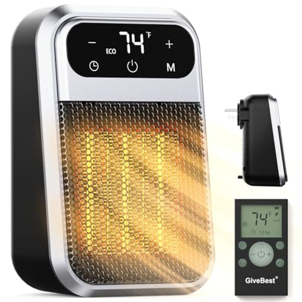 Givebest 800W Wall Outlet Space Heater with Remote product image