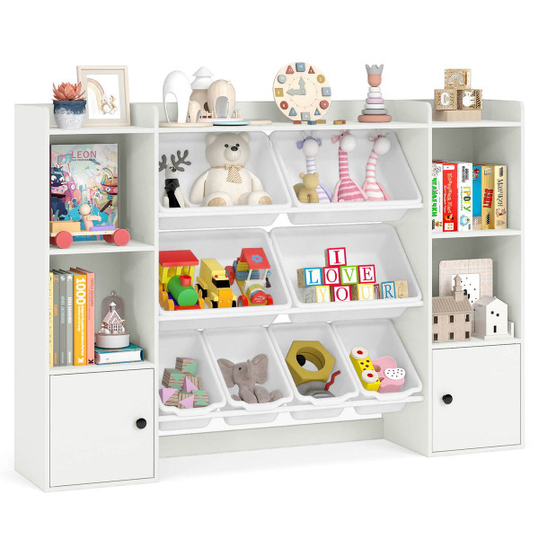 Kids Toy Storage and Bookshelf with 8 Bins product image