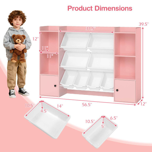 Kids Toy Storage and Bookshelf with 8 Bins product image