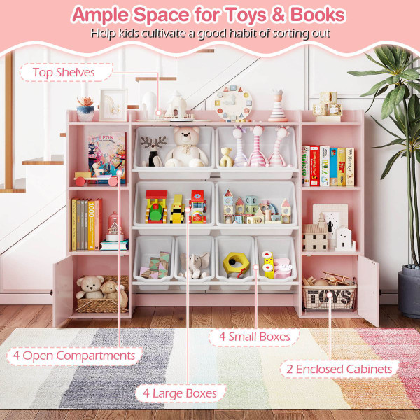 Kids Toy Storage and Bookshelf with 8 Bins product image