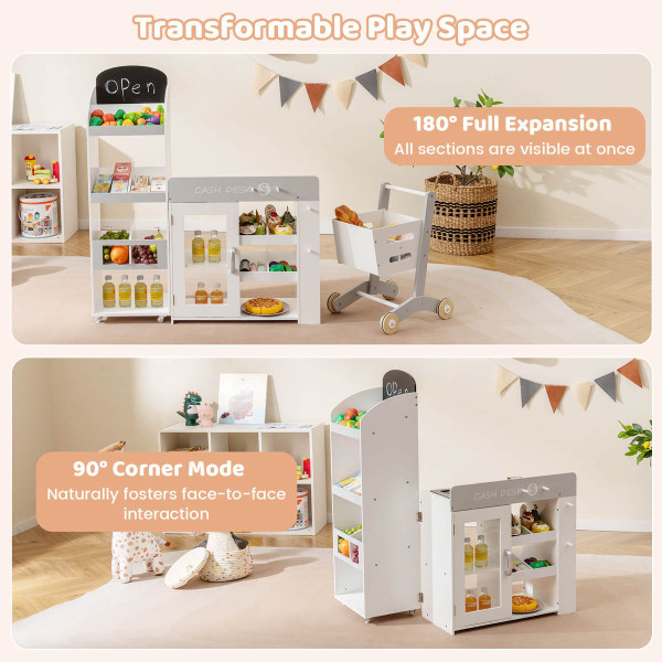 Kids Grocery Store Playset With Shopping Cart And Chalkboard product image