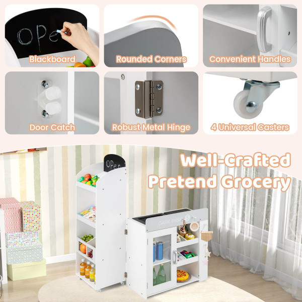 Kids Grocery Store Playset With Shopping Cart And Chalkboard product image