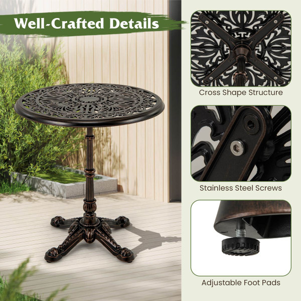 27” Round Cast Aluminum Patio Bistro Table  product image