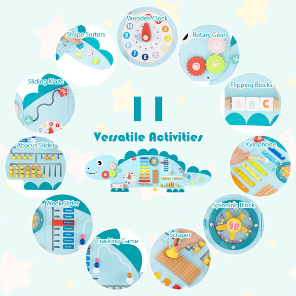 11-in-1 Dinosaur Activity Wall Busy Board product image