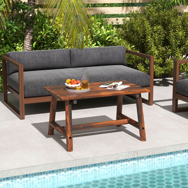 Outdoor Coffee Table with Slatted Tabletop and Reinforced Crossbar product image