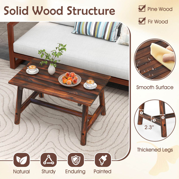 Outdoor Coffee Table with Slatted Tabletop and Reinforced Crossbar product image