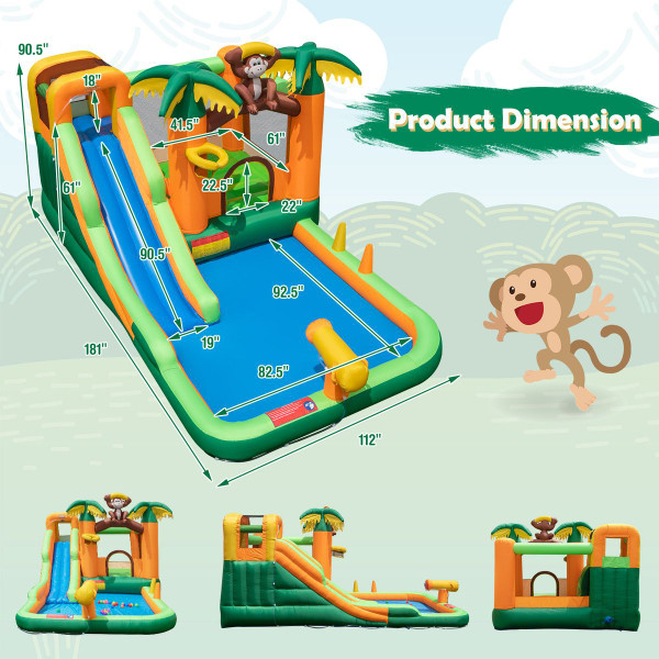 Inflatable Jungle Water Slide Park with 735W Blower product image