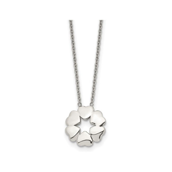 Stainless Steel Hearts Pendant Necklace with Chain (18.5") product image