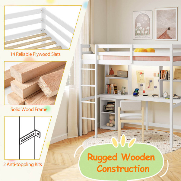 Twin Loft Bed with LED Light and Power Outlet product image