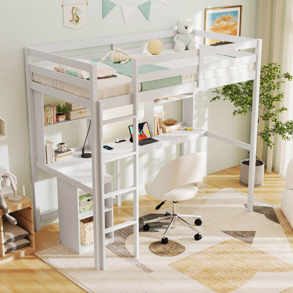 Twin Loft Bed with LED Light and Power Outlet product image