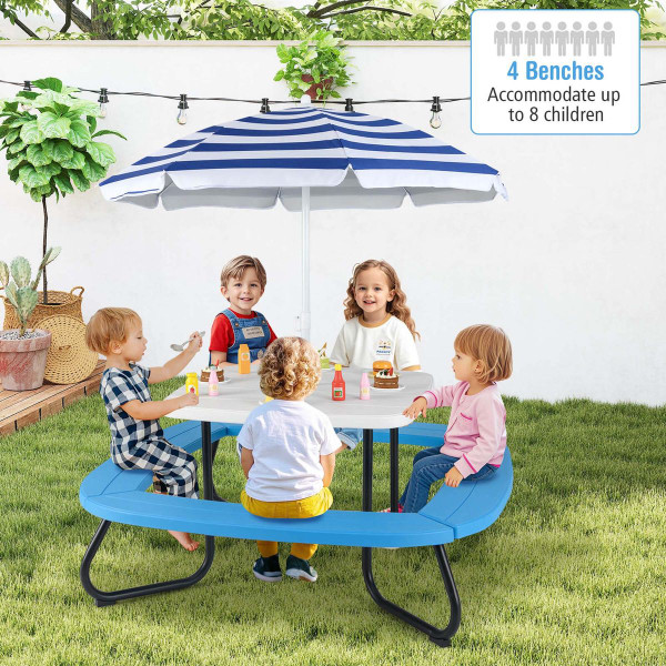 Kids Outdoor Picnic Table with Adjustable and Foldable Umbrella product image