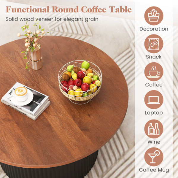 32" Round Coffee Table with Wave-Shaped Support product image
