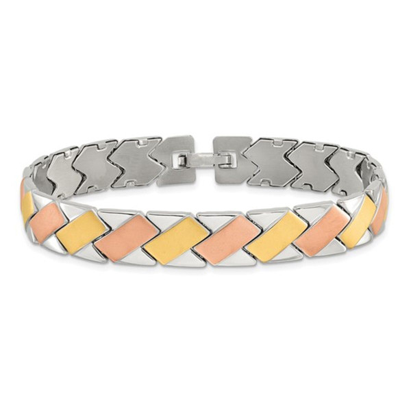 Mens Stainless Steel Gold Plated Bracelet (8") product image