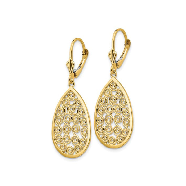 14K Yellow Gold Teardrop Filigree Dangle Earrings product image