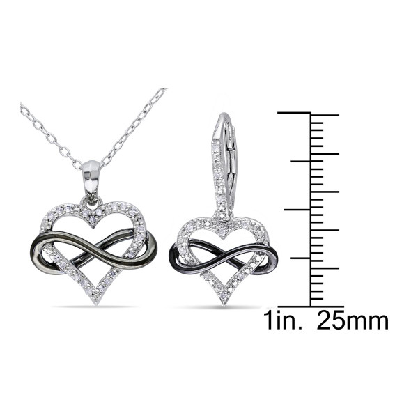 1/6 Carat (ctw) Diamond Infinity Heart Earrings and Pendant Set product image