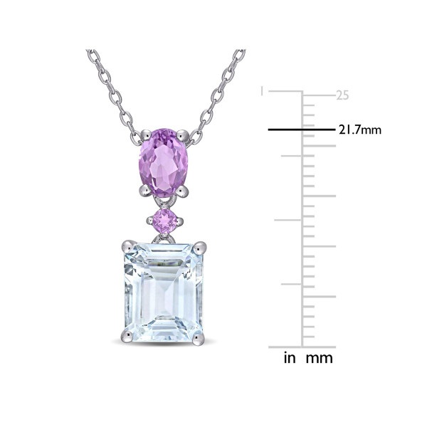 3.76 Carat (ctw) Light Ice Aquamarine And Amethyst Necklace product image
