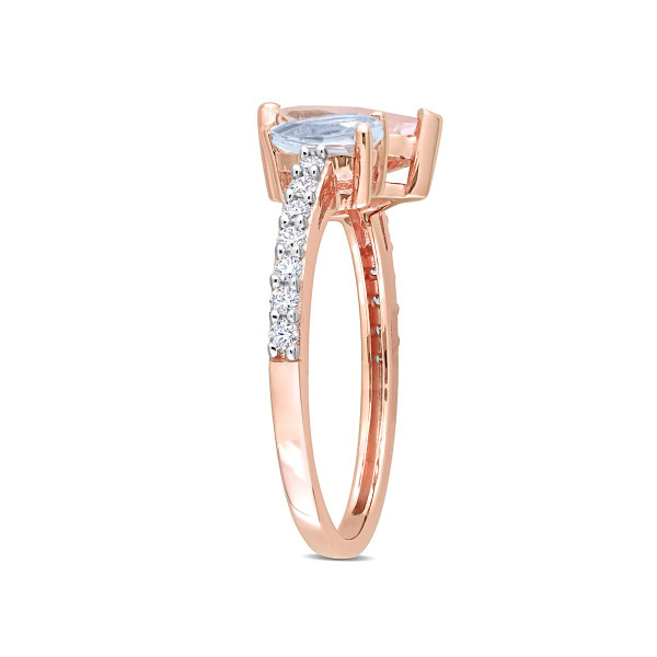 1.54 Carat (ctw) Morganite and Aquamarine Ring in 14K Rose Gold product image