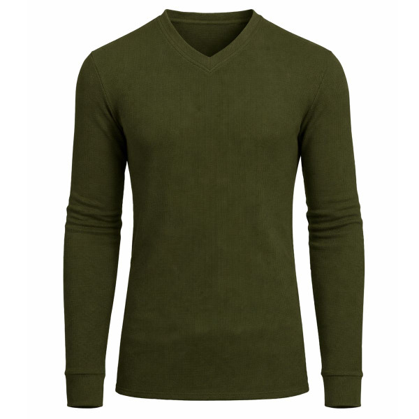Men’s Long Sleeve Waffle Knit V-Neck Thermal Shirt product image
