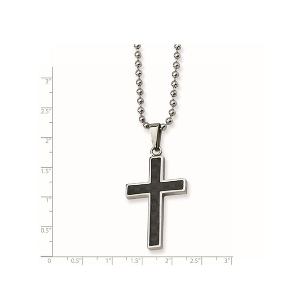 Men's Black Carbon Fiber Cross Necklace With Chain product image
