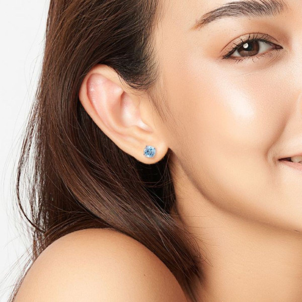 3.06 Carat (ctw) Sky Blue Topaz Stud Earrings in Sterling Silver product image